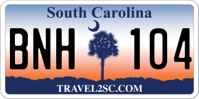 SC license plate BNH104