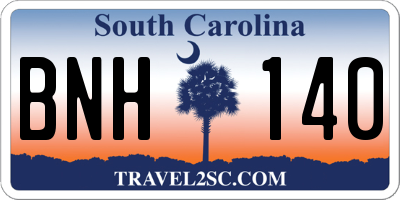 SC license plate BNH140