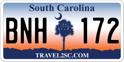 SC license plate BNH172