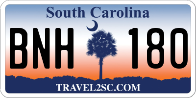 SC license plate BNH180