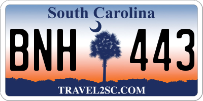 SC license plate BNH443
