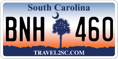 SC license plate BNH460