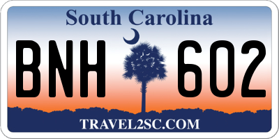 SC license plate BNH602