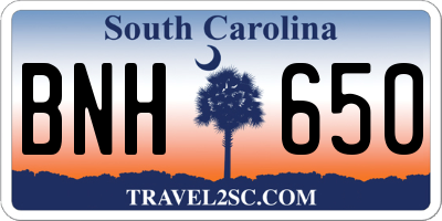 SC license plate BNH650