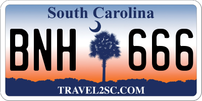 SC license plate BNH666