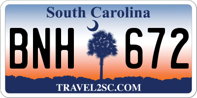 SC license plate BNH672