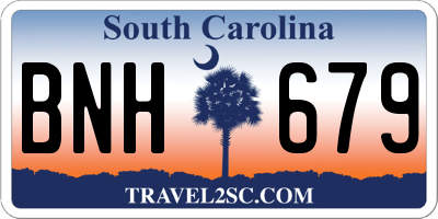 SC license plate BNH679