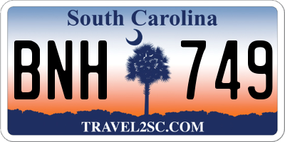 SC license plate BNH749