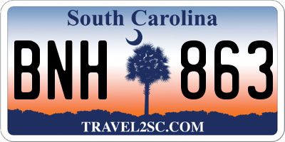 SC license plate BNH863