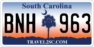 SC license plate BNH963