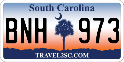 SC license plate BNH973
