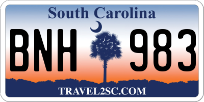 SC license plate BNH983