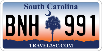 SC license plate BNH991