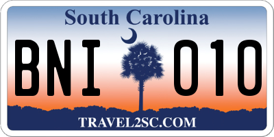 SC license plate BNI010
