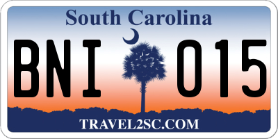 SC license plate BNI015