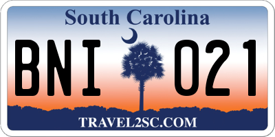 SC license plate BNI021