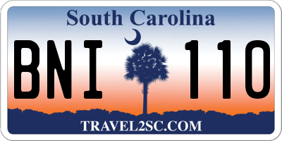 SC license plate BNI110