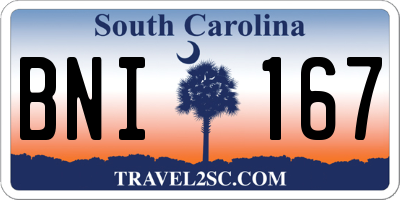 SC license plate BNI167
