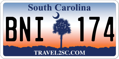 SC license plate BNI174