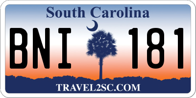 SC license plate BNI181