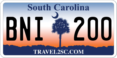 SC license plate BNI200