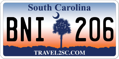 SC license plate BNI206