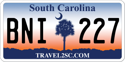 SC license plate BNI227