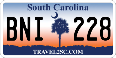 SC license plate BNI228