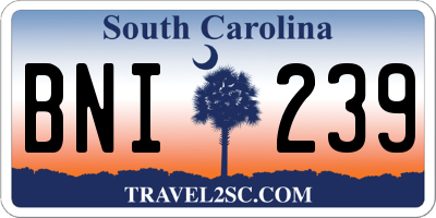 SC license plate BNI239
