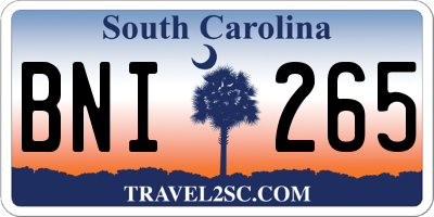 SC license plate BNI265