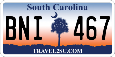 SC license plate BNI467