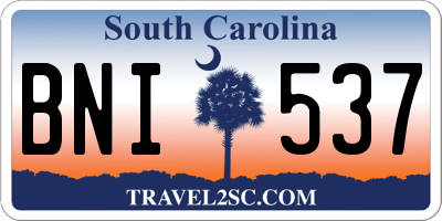 SC license plate BNI537