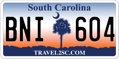 SC license plate BNI604