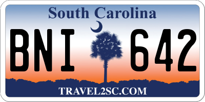 SC license plate BNI642