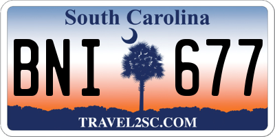 SC license plate BNI677
