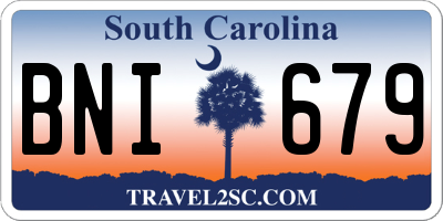 SC license plate BNI679
