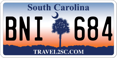 SC license plate BNI684