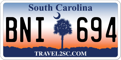SC license plate BNI694