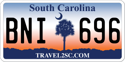 SC license plate BNI696