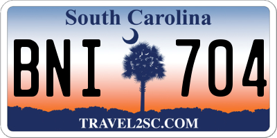 SC license plate BNI704