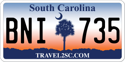 SC license plate BNI735