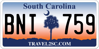 SC license plate BNI759