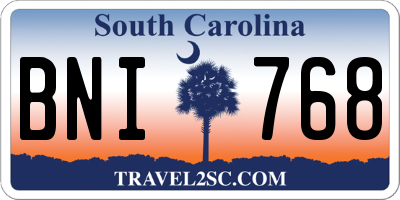 SC license plate BNI768