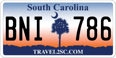 SC license plate BNI786