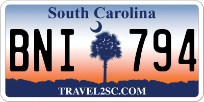 SC license plate BNI794