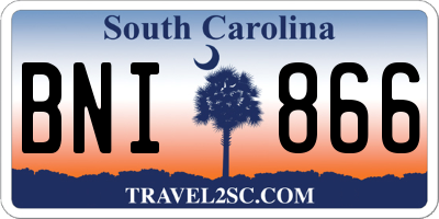SC license plate BNI866