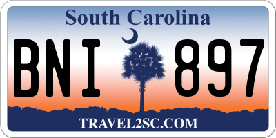 SC license plate BNI897