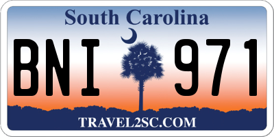 SC license plate BNI971