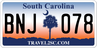 SC license plate BNJ078
