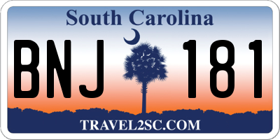 SC license plate BNJ181